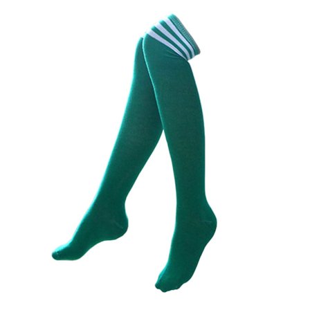 Stribet knæ sokker høje sokker grønt med hvide striber