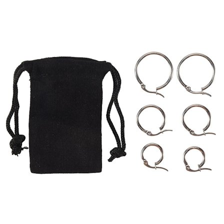 MunkiMix 15mm 20mm 25mm Rostfritt Stål Ring Hoop Huggie Örhängen Silver Guld Roséguld Set ( 3 Par ) Kvinna (Silver Guld )