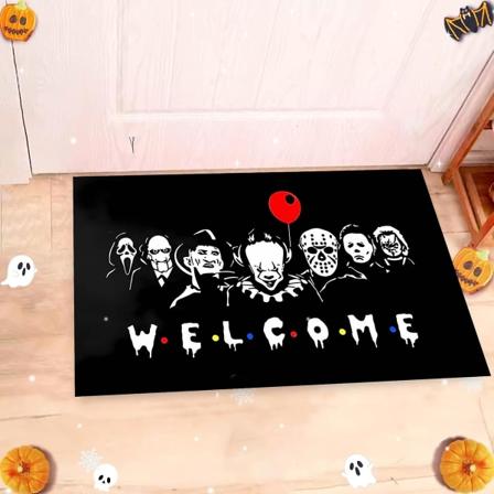 Skummel Halloween Velkommen Dørmatte - 1.6 X 2.6 Ft, Perfekt Høst Utemiljø Dekor For Din Inngangsdør, Lagdelt Dørmatte, Vaskbar Teppe For Veranda (FMY