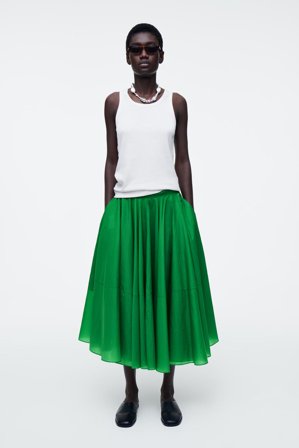 COS Women's Circle Cut Midi Skirt in Green
