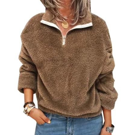 Plus Size Damtröja Med Dragkedja Casual Mjuka Baggy Toppar