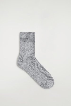 COS Women's Speckled Ribbed Knit Socks in Grey