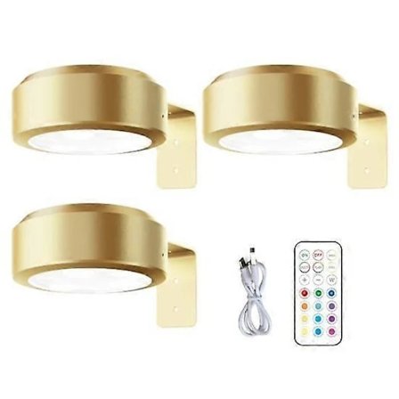 Seinään asennettava langaton tauluvalaisin kaukosäätimellä, himmennettävä, akkukäyttöinen, säädettävä, 13 värin RGB-maalausvalaisin golden_ru, A