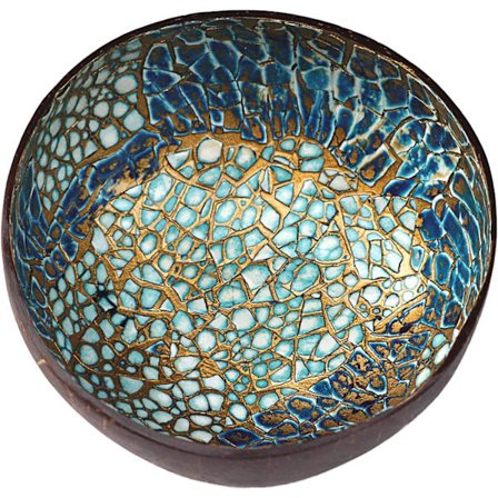 Naturlig kokosnötsskål med skalinlägg, nyckelskål och fruktskål