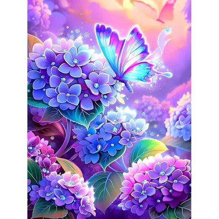 Diamond Art Kits til voksne, Hortensia Diamantmaleri Kits til begyndere Blomster DIY 5D Fuld Drill Diamant Dots Håndværk til Hjem Vægdekoration Gaver