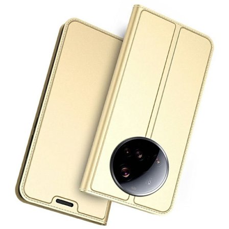 Xiaomi 15 Ultra Case Veganläder Telefonskal med korthållarstativ - Guld