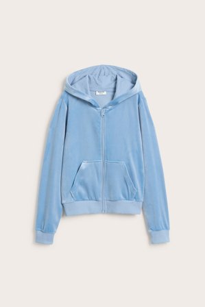 Kappahl | Hoodie med dragkedja i velour | Blå