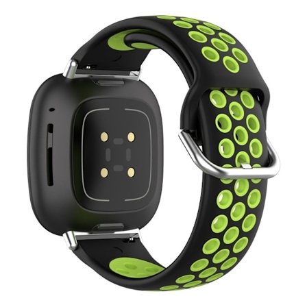Fitbit Sense 2 / Versa 4 tofarvet silikone-urrem - Sort / Lime