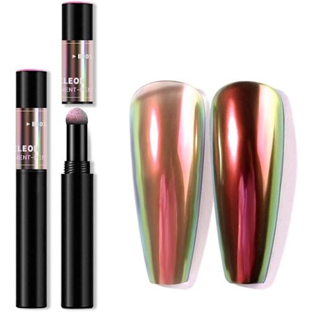 1S Krom Nagelpulver Penna - Holografiskt Nagelpulver Luftkudde Penna Unicorn MirrorColor-801