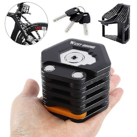 Foldelås Cykellås Høj Sikkerhed 85 Cm Lang Cykel Foldelås Med Beslag Og 3 Nøgler, E Scooter Lås Til Cykel