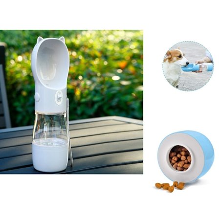 1PCS (Grå) Hund Vattenflaska, Bärbar Hund Vattenflaska, Multifu