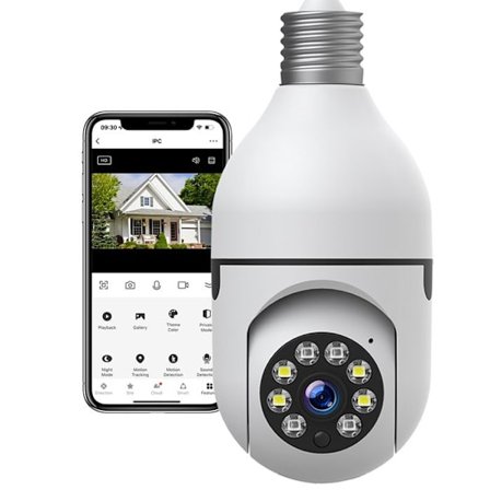 1080P WiFi Sikkerheds Pære Kamera Indendørs Trådløs 360° Panorama - CAMCAMP