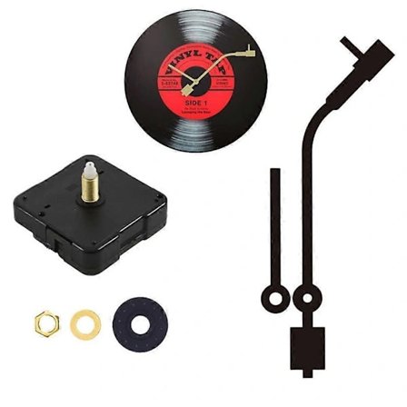 DIY Retro Tyst Rörelse Skivspelare Väggklocka Rörelse Akryl Quartz Klocka Rörelse Blomma Nål Svart