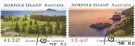 Norfolk Island - Udkigsposter - Stemplet sæt 2v