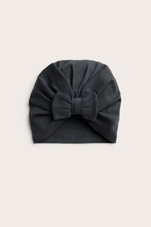Kappahl | Prążkowana czapka z kokardą | Czarne