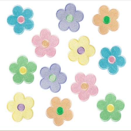 12 stk. Blomster Applikationer Broderet Mærke Blomster Stryge-på-Applikationer