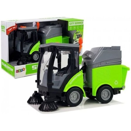 Sportlastbil med sopmaskin, ljud och rörliga delar, friktionsdrift, skala 1:16