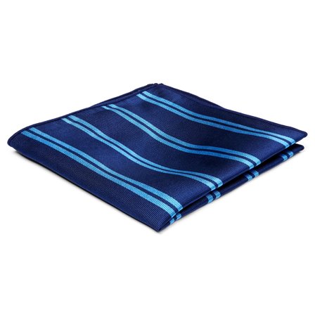 Pochette de costume en soie bleu marine à rayures bleu métal pour hommes - pour Hommes - Trendhim