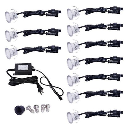 10-pakning LED Dekkslys Utendørs Vanntett IP67 Hagebelysning for Plen, Terrasse, Hage, Innkjørsel, Trapper og Gangvei