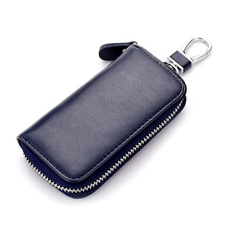 Lærbilnøkkelveske Bilnøkkelring Nøkkelveske Myntveske - Farge marineblå