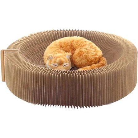 {PL} Kartonkatte-lounge, sammenklappelig katte seng af bølgepap, kradsebræt