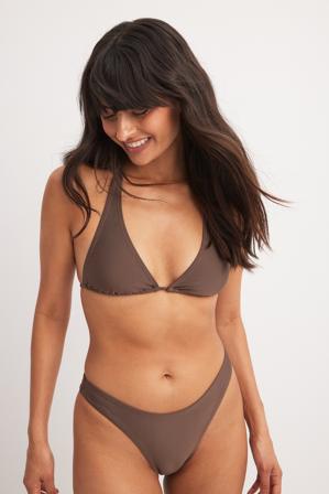 NA-KD Swimwear Högt skuren bikinitrosa - Bikini - Brun - Large