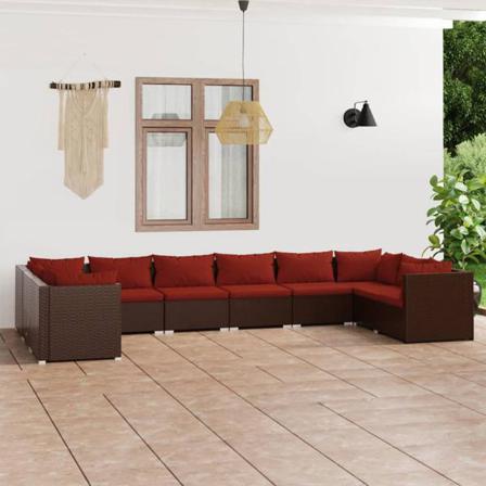 Vidaxl Loungegrupp För Trädgården Med Dynor 10delar Konstrotting Brun