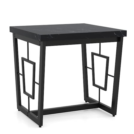 Neliönmuotoinen marmorinen sivupöytä, musta, 60x60x60 cm