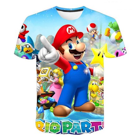 Tecknad Super Mario T-shirt Barn 3D-tryckt T-shirt Toppar