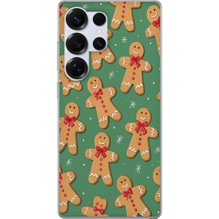 Yhteensopiva Puhelinkuori Samsung Galaxy S25 Ultra Piparkakkumies jouluinen kuvio piparkakku jouluinen vihreä tausta talvinen suunnittelu