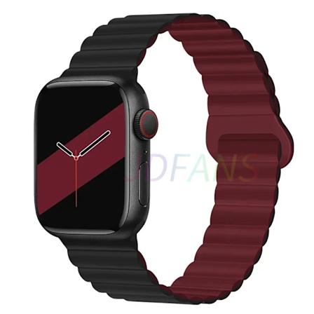 Magnetisk Rem För Apple Klocka Band 45Mm 38Mm 49Mm 40Mm 42Mm 41Mm Silikone Sport Armband Iwatch Serie Ultra 9 6 5 7 8 Se 44Mm 8 black wine red 42mm 
