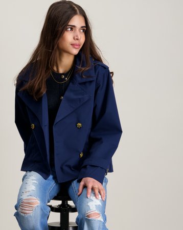 RYVLS Sthlm Short Trench Niebieski Kurtki Dziewczyna - Kids Brand Store