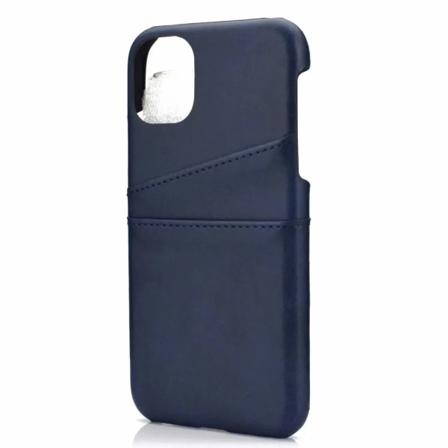 iPhone 15 - Slimmat PU-läderfodral med 2-kortfack Marinblå