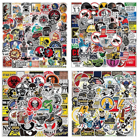 200 stk. klistremerker for vernehjelm, dekaler for verktøykasse, hjelm, panser, morsomme vernehjelmklistremerker for sveiser, elektriker, konstruksjon