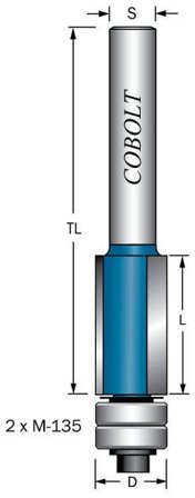 Cobolt 205-013XL Kantfräs D=13, L=25, TL=64, Maskintillbehör & förbrukning