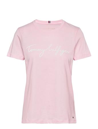 Crew Neck Graphic Tee T-shirt Top Lyserød Tommy Hilfiger