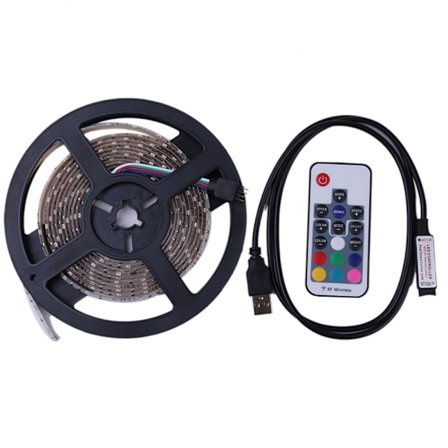 RGB LED loop USB med fjernbetjening - 5 meter vandtæt