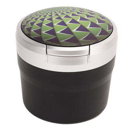 Bærbar bilaskebæger Mini sølvkant brandforebyggelse røgfri autoaskebæger med LED-lys og låg grønt tryk