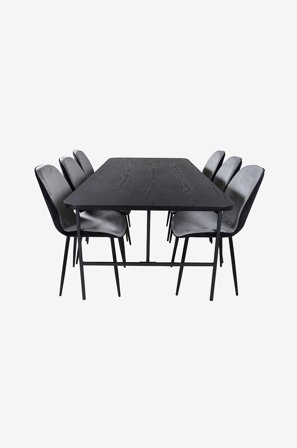 Venture Home - Spisegruppe Uno med 6 Emma spisestoler - Svart - Spisegrupper - Fra Homeroom