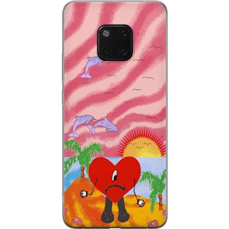 Kompatibel Mobilcover til Huawei Mate 20 Pro Bad Bunny i en farverig quiltet jakke med hjertemønster og solbriller i moderne gade stil