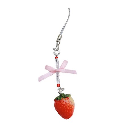 Sød Jordbær Nøglering Sløjfe Telefon Charm Håndlavet Jordbær Telefon Charm Sløjfe Telefon Smykker til Kvinder Piger Teenagere