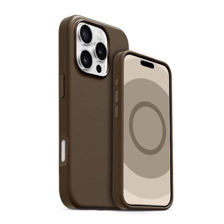 Fodral för iPhone 16promax kameraknapp + läder magnetisk animation + LOGO Ljusbrunt läder Magnetisk popup officiell high-end