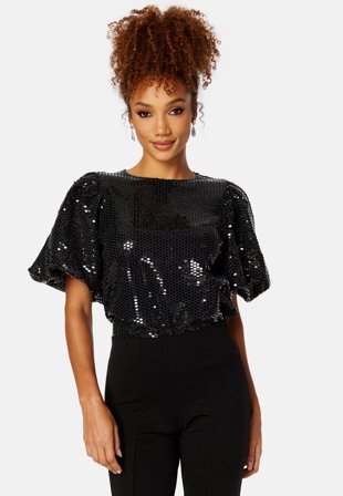 SELECTED Sandy 2/4 O-Neck Top Black Klær