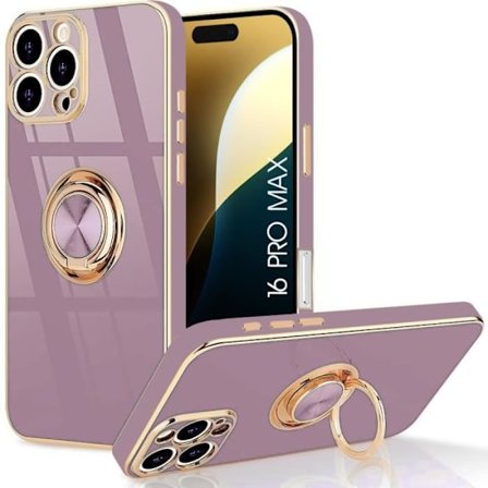 Coque - Ring - til iPhone 16 Pro Max - Lilla - Stødabsorberende - Blød