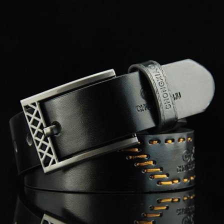 Beltepinne i skinn. Midjebånd SVART