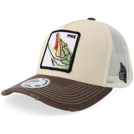 Skillfish - Beige trucker Keps - Pike Pro Fishing Stone/Brown Pigment A-frame Trucker @ Hatstore