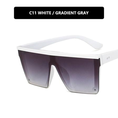 Uusi trendi suuri kehys yhden kappaleen Uv400 aurinkolasit katuotoksille solid white double gray
