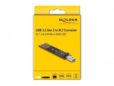 Delock grensesnittsadapter - M.2 Card (PCIe NVMe & SATA) - USB 3.2 (Gen 2)