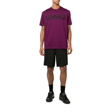 Versace, T-Shirt with Logo Fioletowy, Mężczyzna, Rozmiar: M