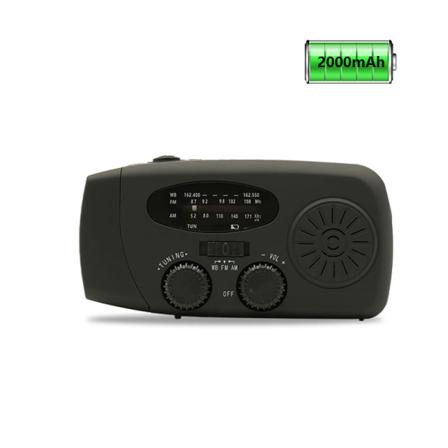 Nødradio med solenergi, håndsving, vejrradio med LED-lommelygte, telefonoplader, europæisk version Black